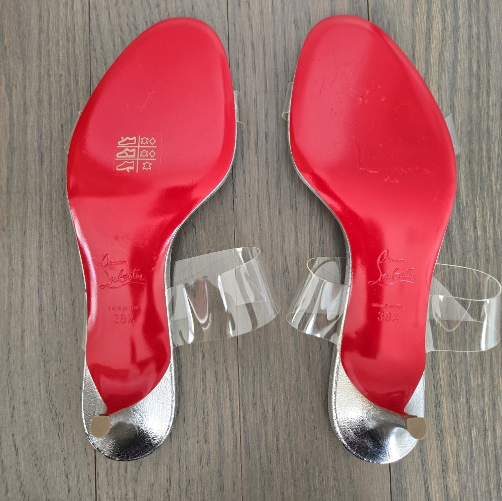 $845 Christian Louboutin Just Nothing 55mm Sandal Silver EU 39/38.5 US 9/8.5 NWT - Picture 11 of 12